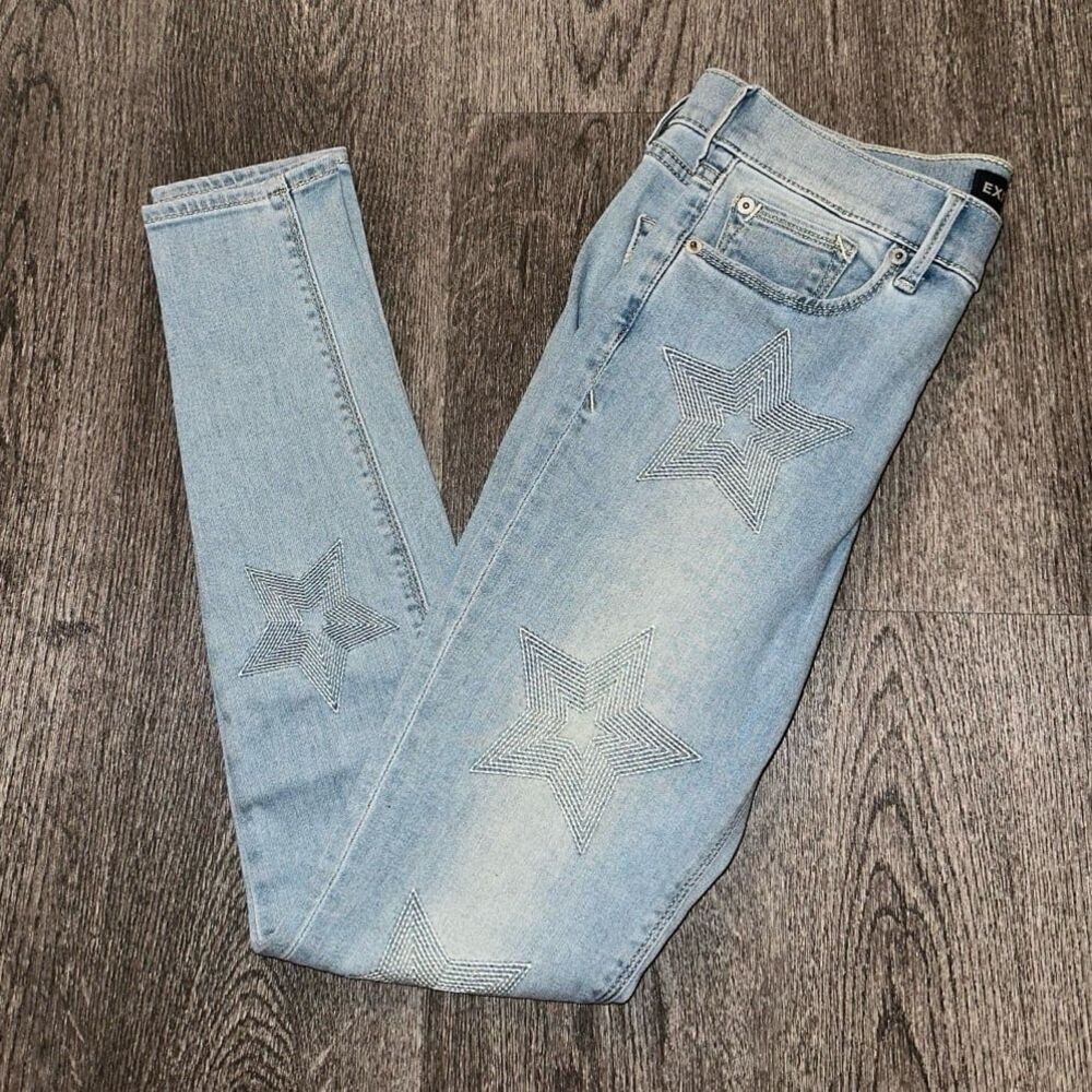 Express Star Embroidered Skinny Jeans Size 2 Regular